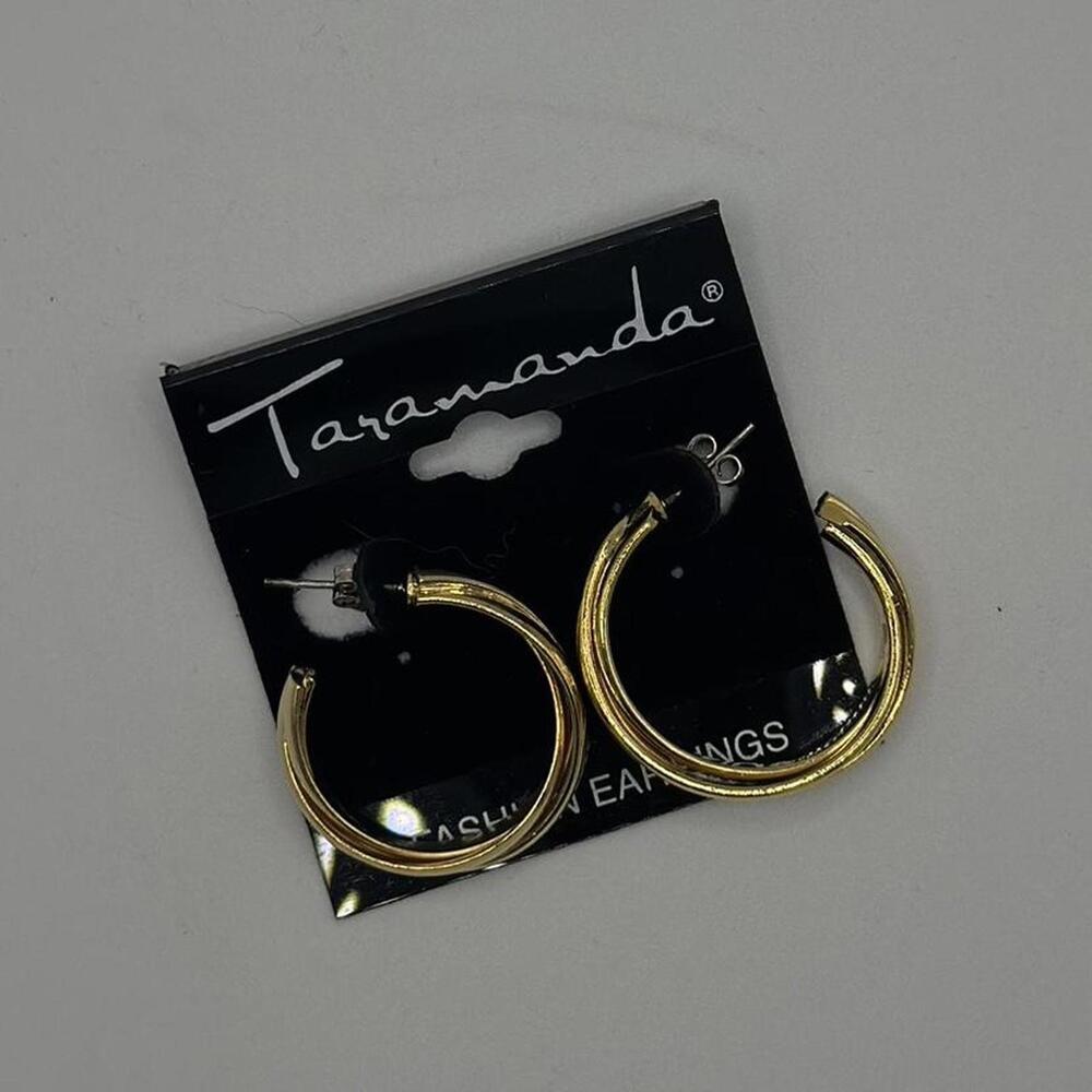 Taramanda Gold Hoop Earrings – Classic Medium Hoops NWT Everyday Style